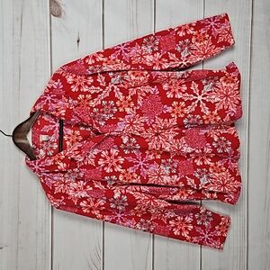 Pink K Snowflake Red Holiday Fleece PJ Pajama Set - Size Large